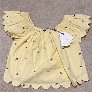 Yellow Floral Embroidered Blouse